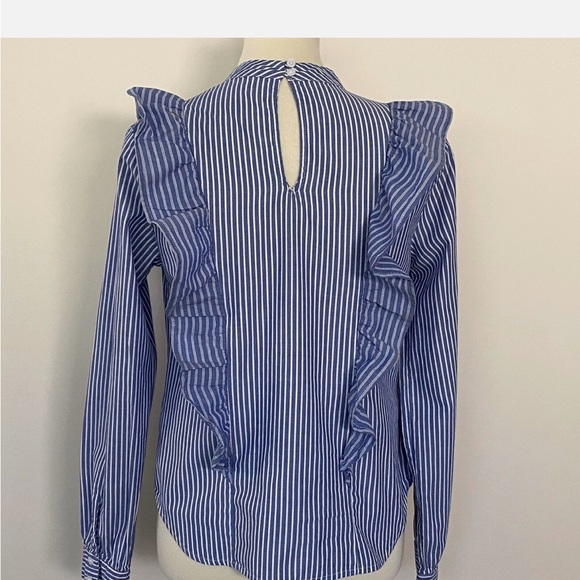 Mossimo Supply Co. Blue Striped Ruffle Blouse - Picture 3 of 5